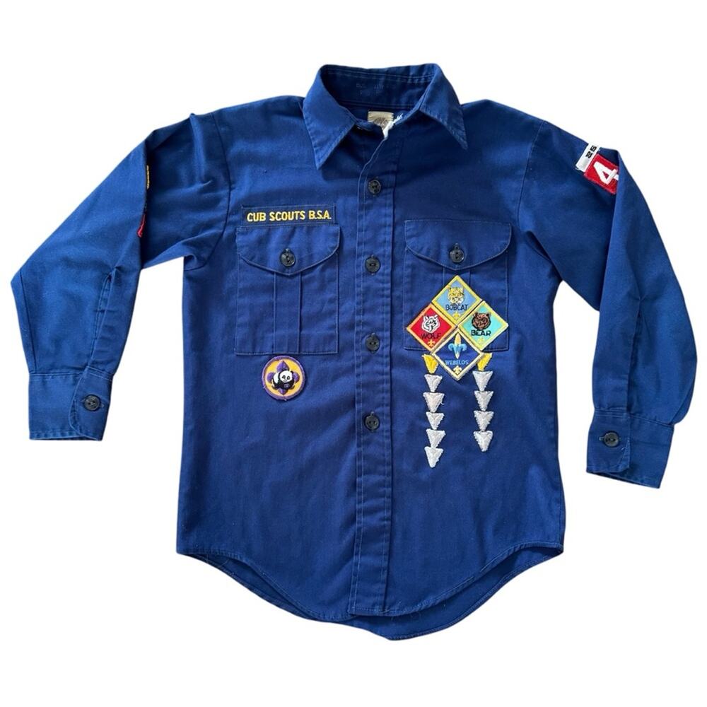 Vintage 1979 Boy Scouts of America Long Sleeve Uniform Shirt Blue Approx Size 8